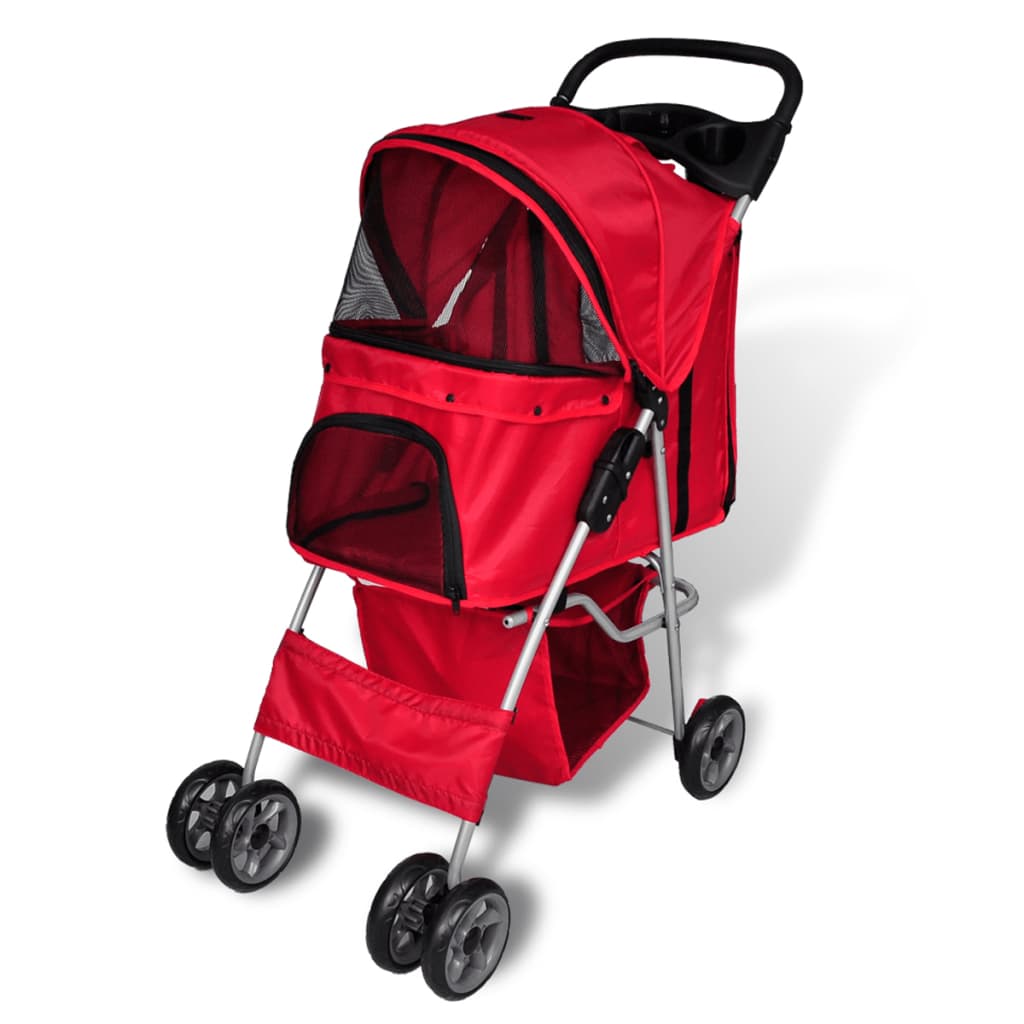 NNEVL Pet Stroller Travel Carrier Red Folding-1