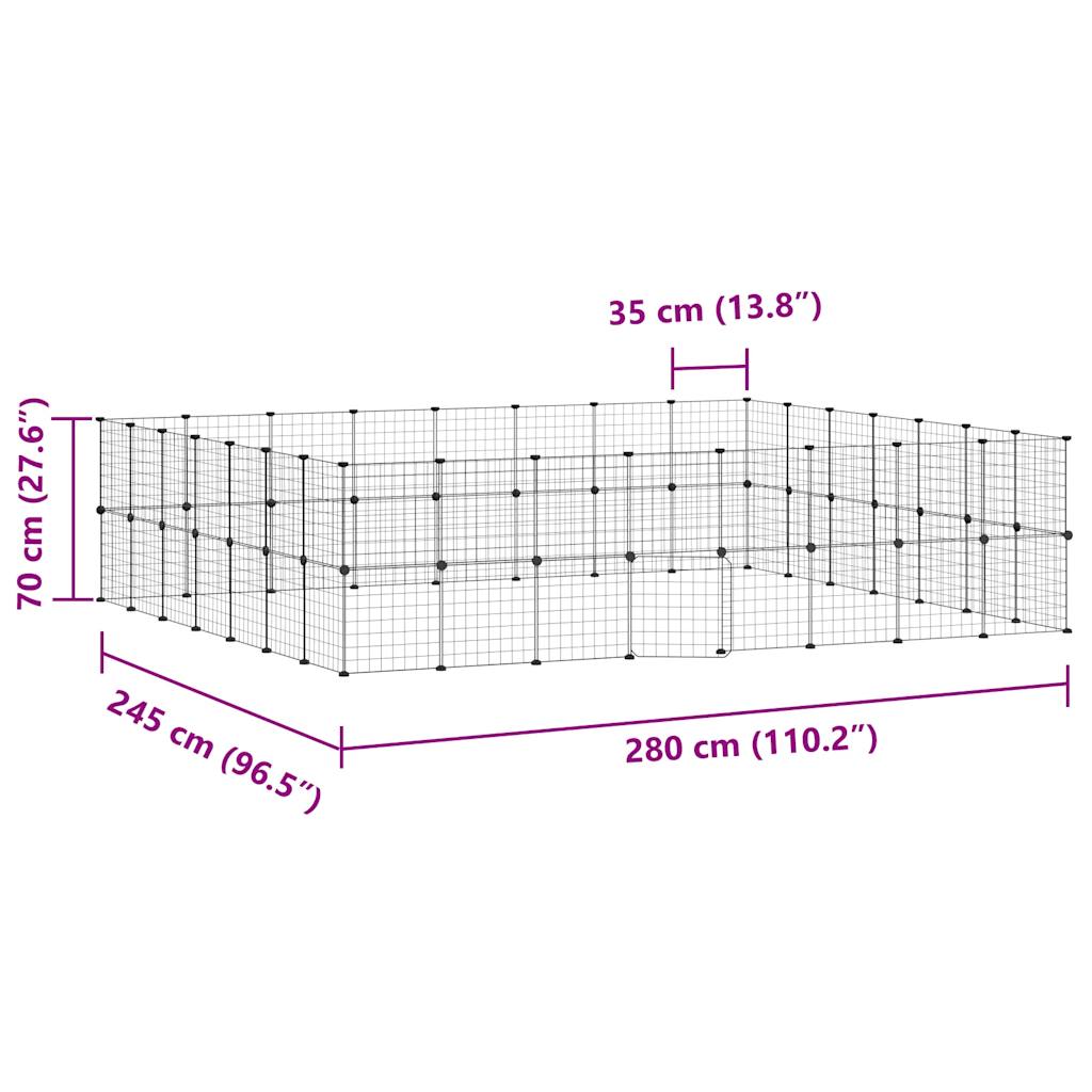NNEVL 60-Panel Pet Cage with Door Black 35x35 cm Steel-3