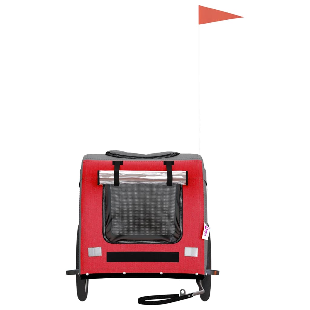 NNEVL Pet Bike Trailer Red and Grey Oxford Fabric&Iron-3