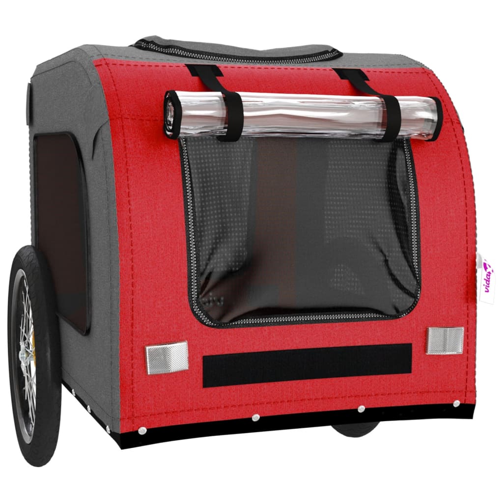 NNEVL Pet Bike Trailer Red and Grey Oxford Fabric&Iron-4