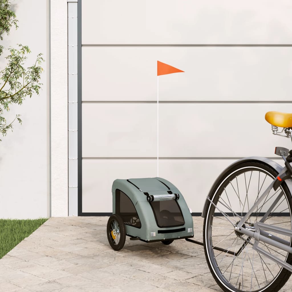 NNEVL Pet Bike Trailer Grey Oxford Fabric and Iron-0