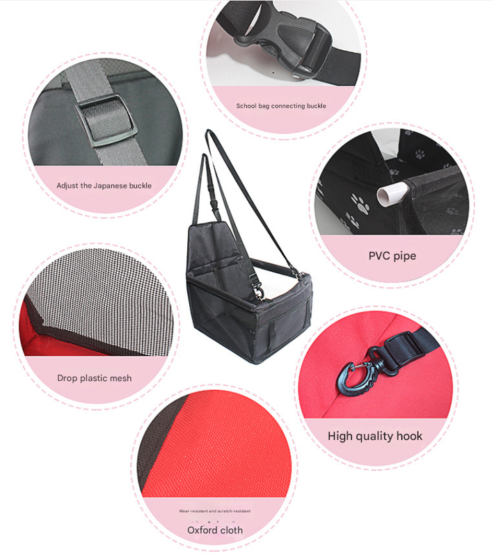 NNEDSZ Black Portable Pet Car Seat for Dogs and Cats - Adjustable Car Seat Cover, Pet Travel Car Carrier with Safety Belt-2