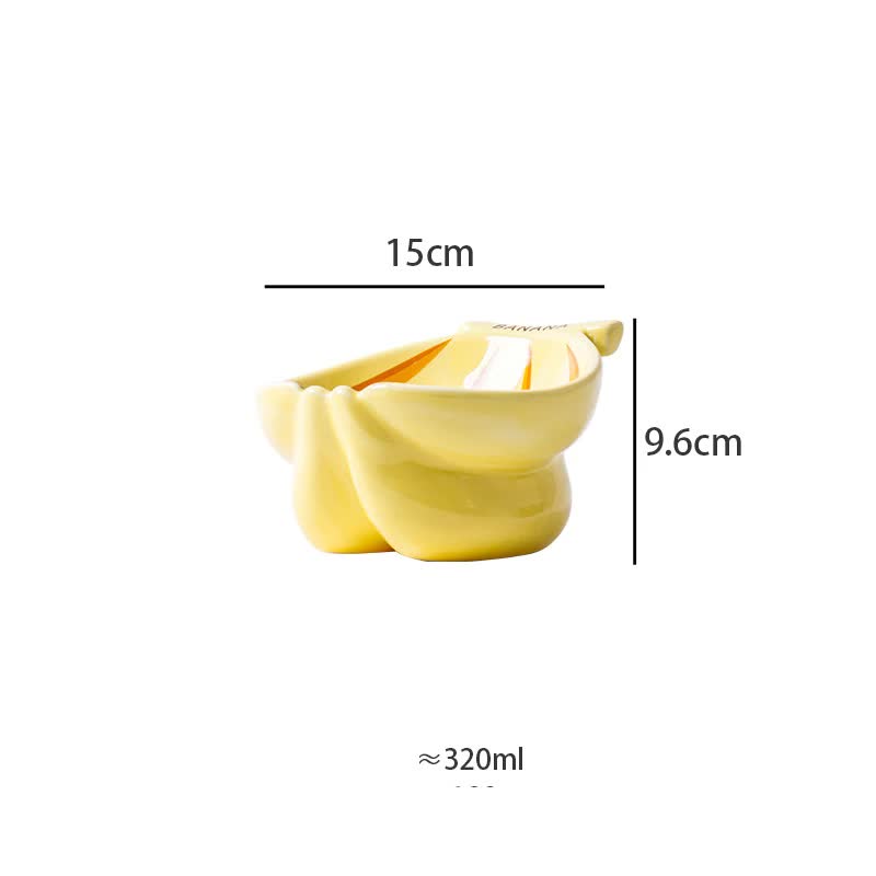 Ceramic Elevated Pet Food Bowl - Banana