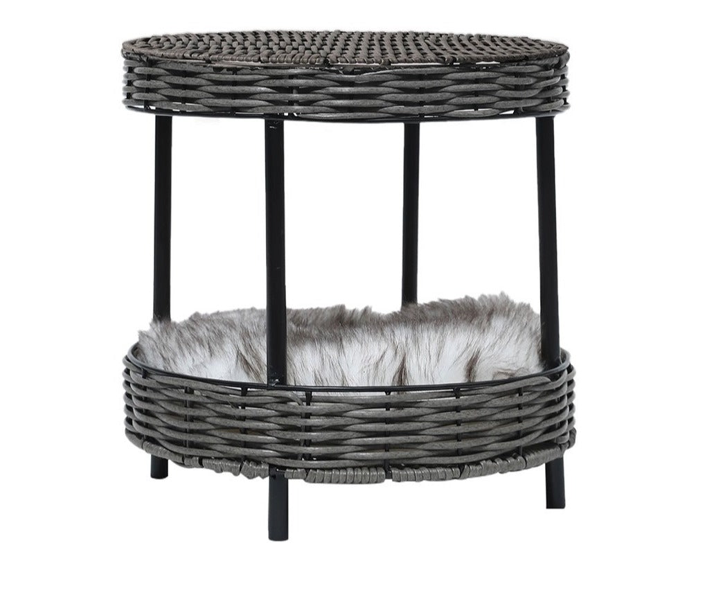 Raised Wicker Basket Pet Bed