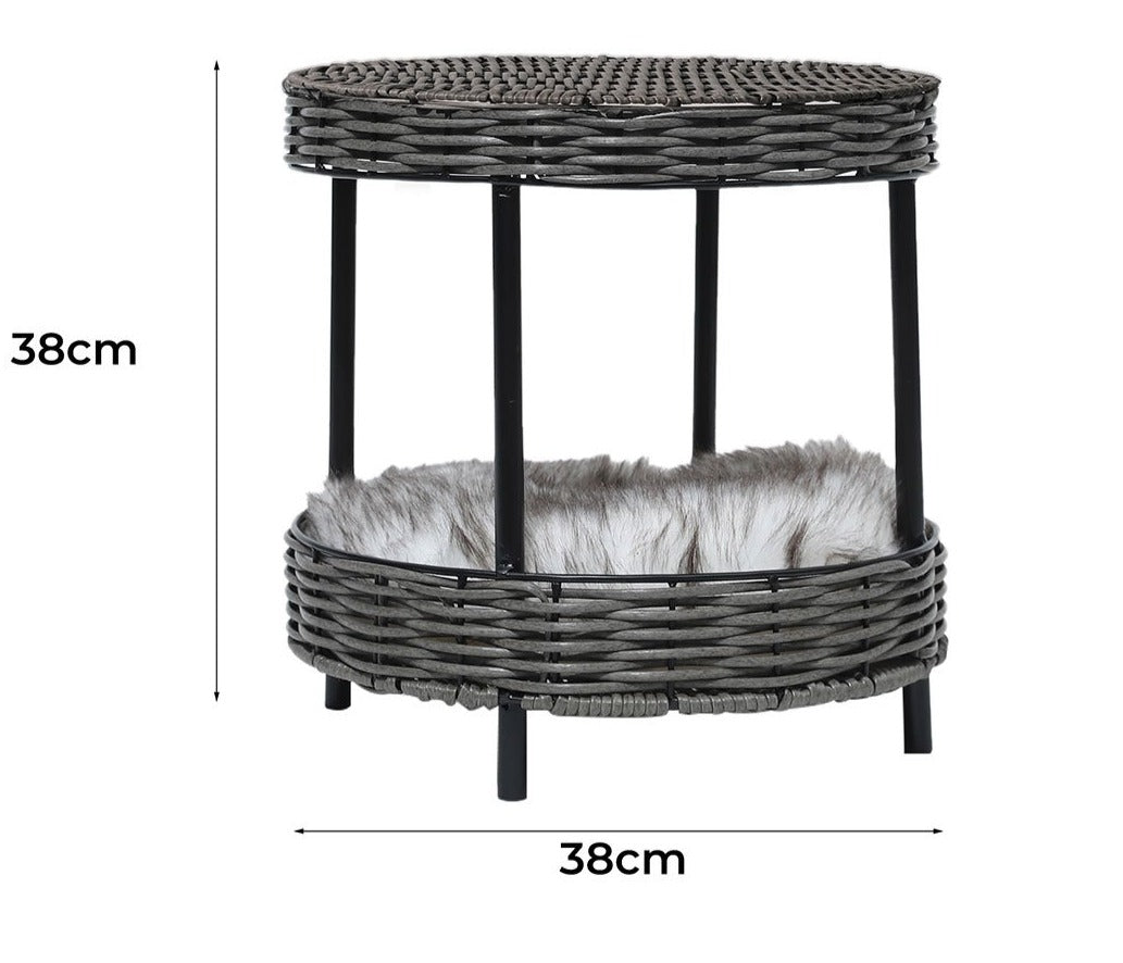 Raised Wicker Basket Pet Bed