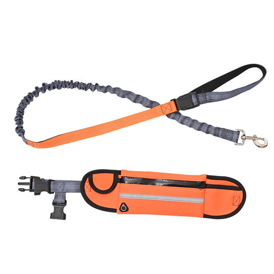 NNEAGS Orange Adjustable Hands-Free Pet Leash Bag Dog Lead Walking Running Jogging Pet Essentials-0