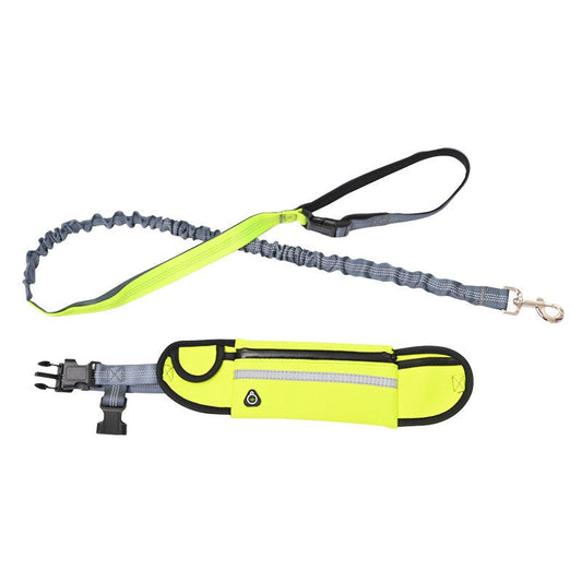 NNEAGS Yellow Adjustable Hands-Free Pet Leash Bag Dog Lead Walking Running Jogging Pet Essentials-0