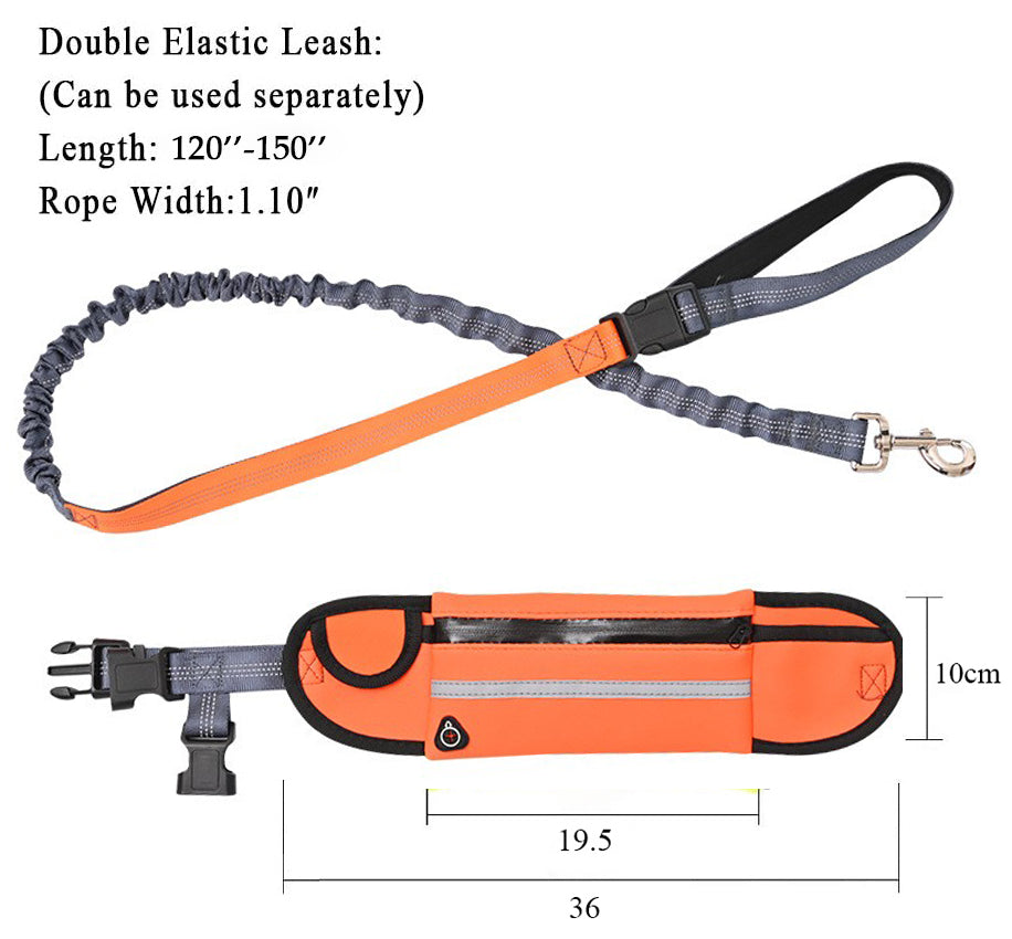 NNEAGS Orange Adjustable Hands-Free Pet Leash Bag Dog Lead Walking Running Jogging Pet Essentials-4