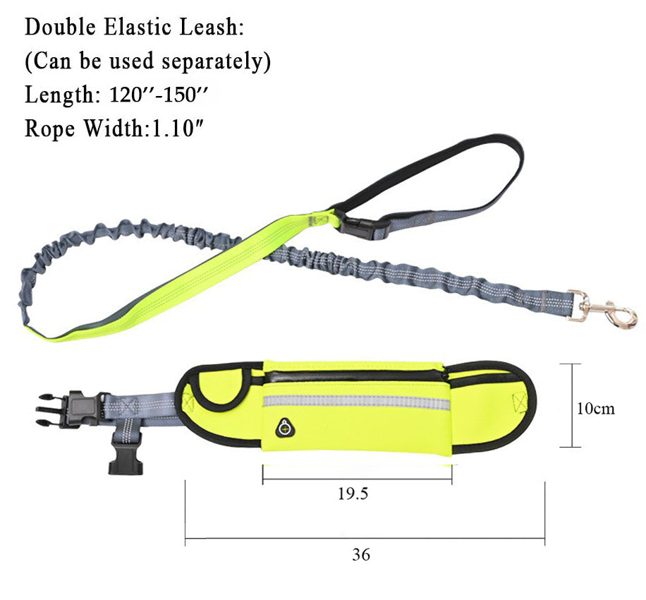 NNEAGS Yellow Adjustable Hands-Free Pet Leash Bag Dog Lead Walking Running Jogging Pet Essentials-4