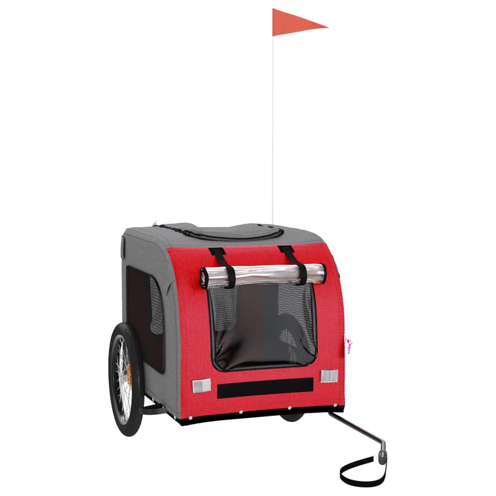 NNEVL Pet Bike Trailer Red and Grey Oxford Fabric&Iron-1