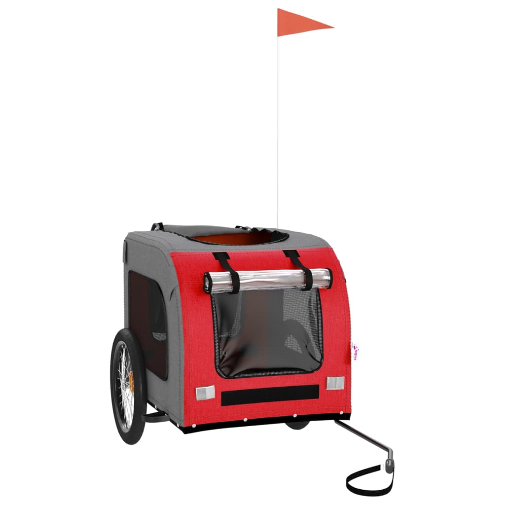 NNEVL Pet Bike Trailer Red and Grey Oxford Fabric&Iron-2