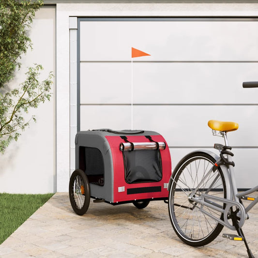 NNEVL Pet Bike Trailer Red and Grey Oxford Fabric&Iron-0