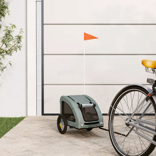 NNEVL Pet Bike Trailer Grey Oxford Fabric and Iron-0