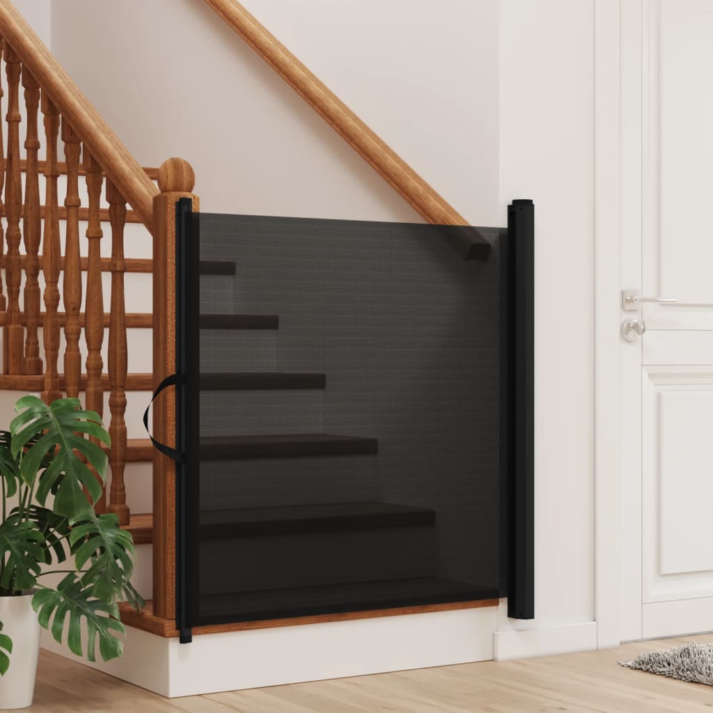 NNEVL Retractable Pet Gate Black 82.5x125 cm-2