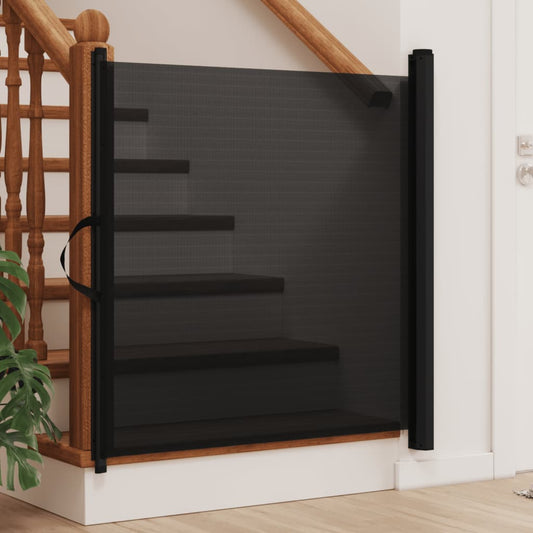 NNEVL Retractable Pet Gate Black 117.5x125 cm-0