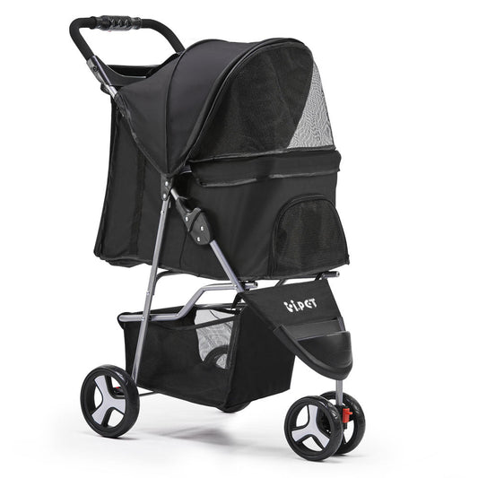 NNEDSZ 3 Wheel Pet Stroller - Black-0