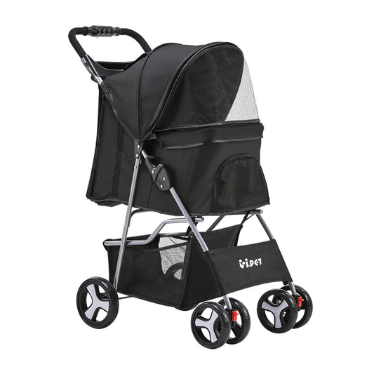 NNEDSZ 4 Wheel Pet Stroller - Black-0