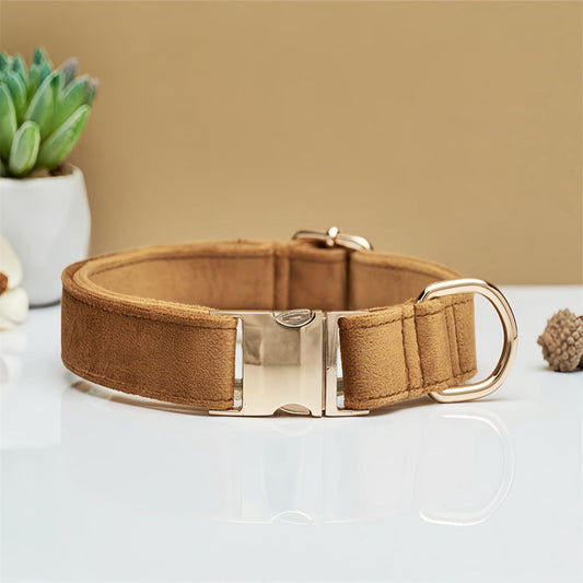Light Brown Durable Dog Collar with Metal Buckle Size XS