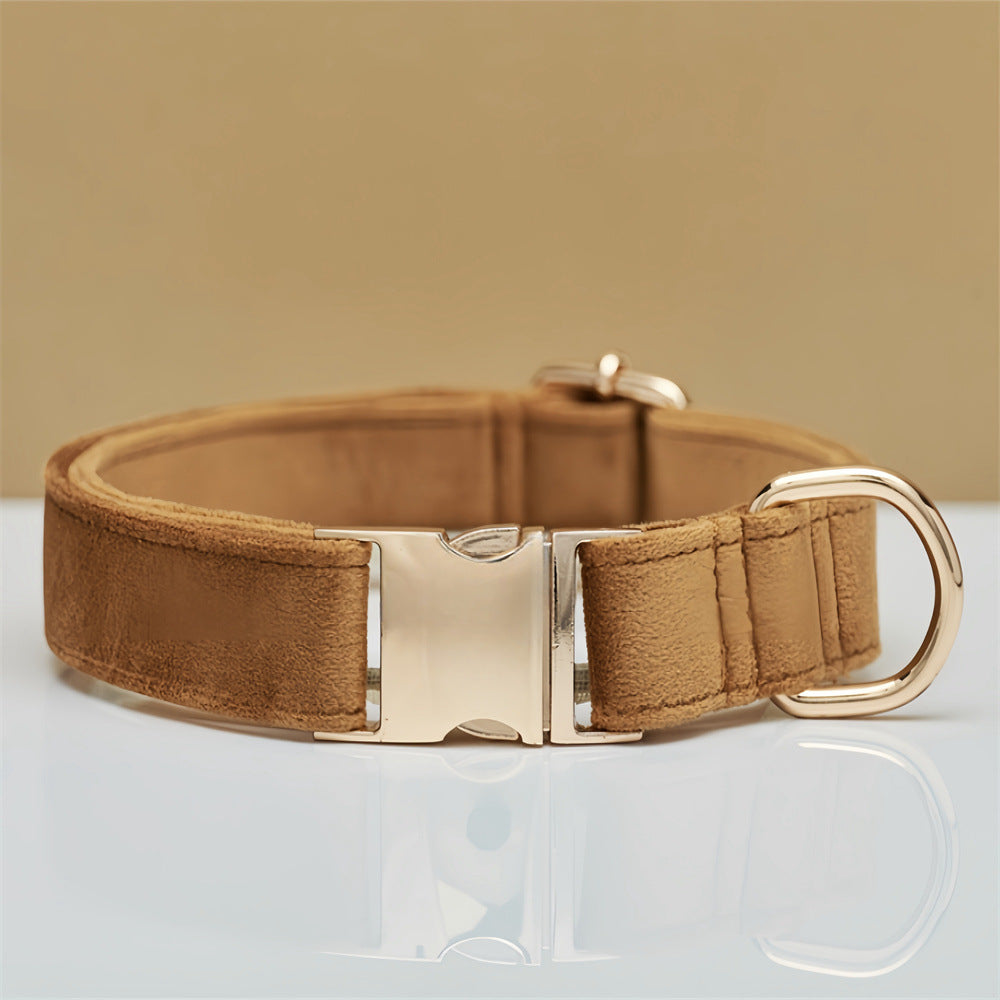 Light Brown Durable Dog Collar with Metal Buckle Size XS