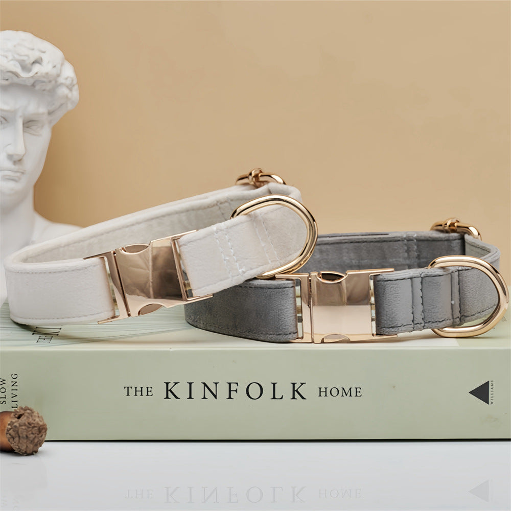 Beige Durable Dog Collar with Metal Buckle Size M