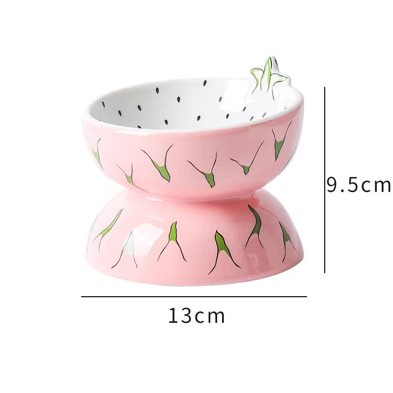 Ceramic Elevated Pet Food Bowl - Pitaya
